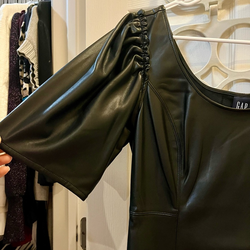 GAP Vegan Leather Puff Sleeve Mini Dress - Picture 8 of 12